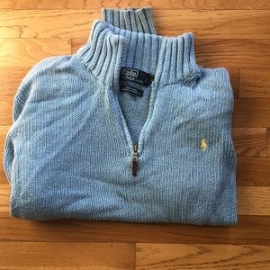 Blue Knit Half-Zip Polo by Ralph Lauren